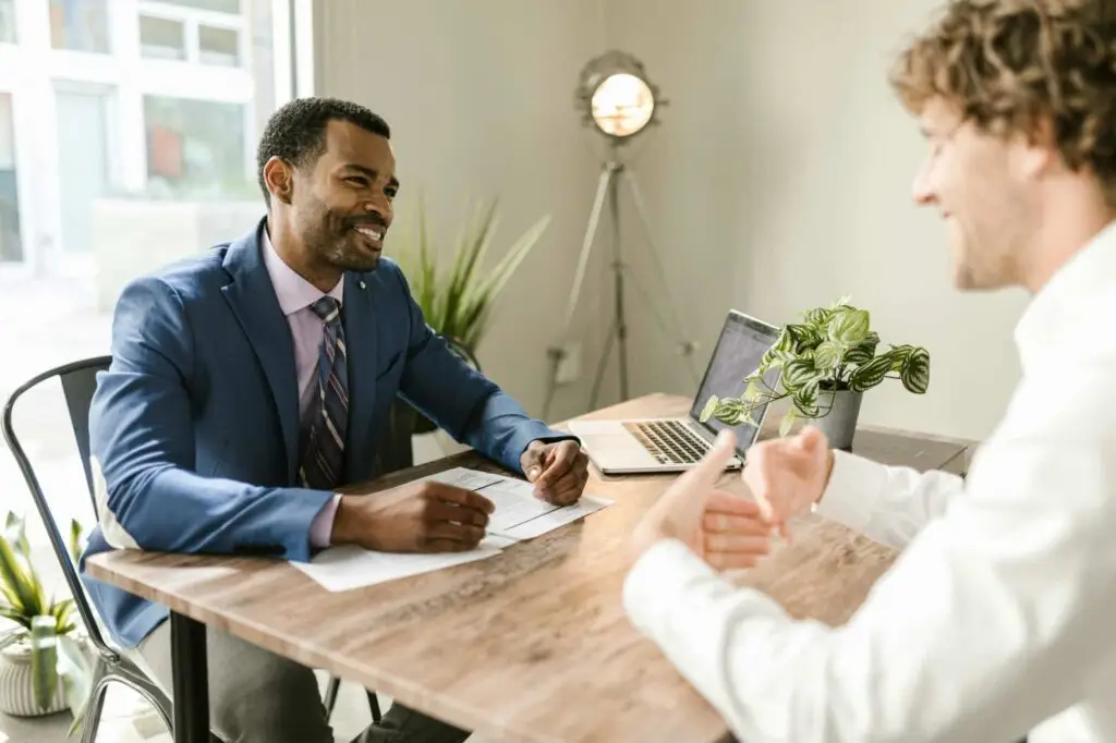 Term Life Insurance agent reviewing information with client.